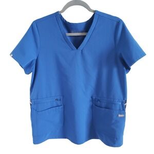Figs Woman Size M LIMITED EDITION Accra Feather Detailed Scrub Top Blue